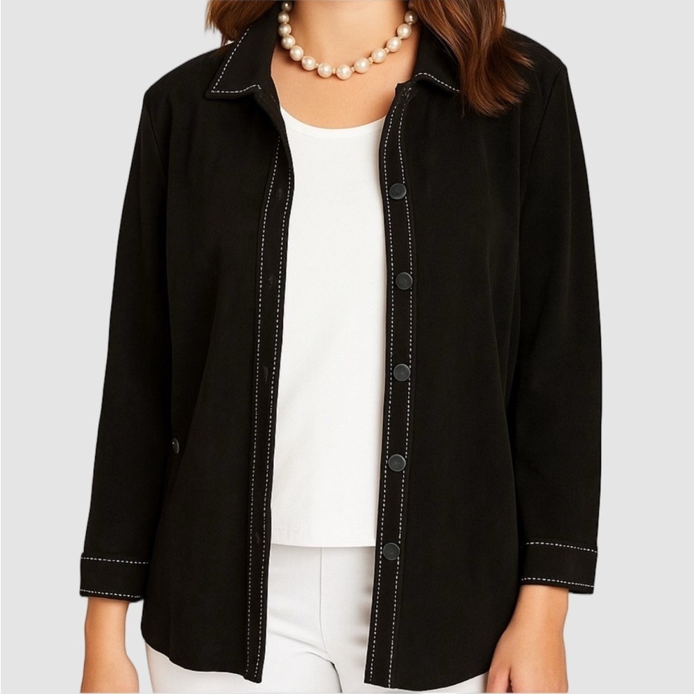 ALIA Black Jacket with White Accent Stitching Plus size 16